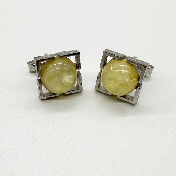 Vintage Swank Australian Opal Half Globe Silver Tone Cufflinks
